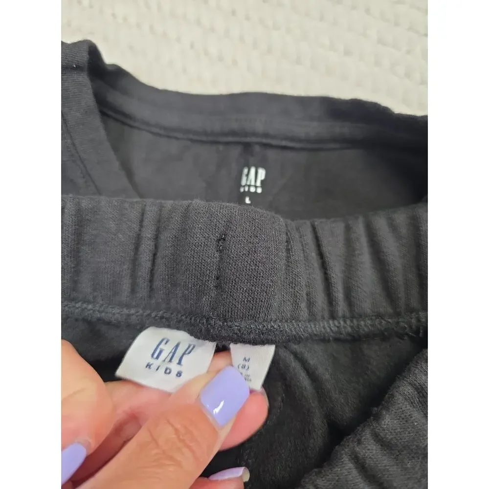 Gap Kids Shorts & Shirt Girls 8 Black Rose Pink Spellout Sweatshorts & Tee
